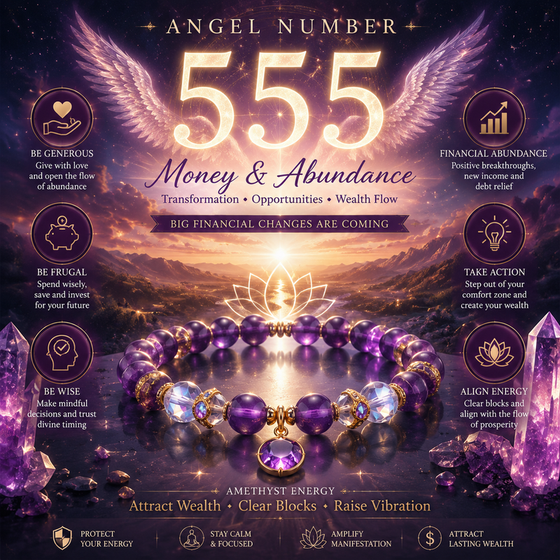 555 Angel Number Meaning Money: Unlock Wealth & Prosperity With Amethyst Crystal Energy WiAuGem