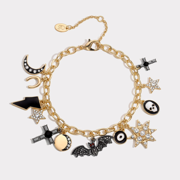 Wiaugem Halloween Charm Bracelet | Gothic Jewelry for Mystery, Protection &amp; Strength