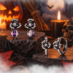 Wiaugem Halloween Earrings | Black Rose &amp; Gothic Earrings for Love, Mystery &amp; Transformation