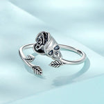 Wiaugem Skull Rose Ring | Gothic Halloween Jewelry for Protection &amp; Transformation
