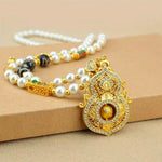 Diamond Gourd Pearl Necklace | Rotatable Chinese Style Pendant