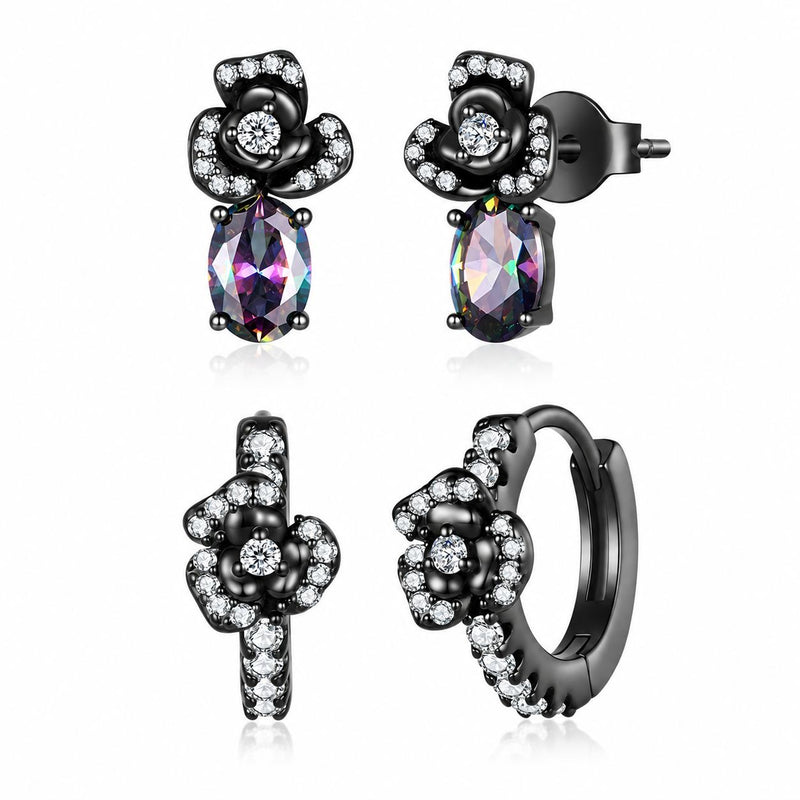 Wiaugem Halloween Earrings | Black Rose &amp; Gothic Earrings for Love, Mystery &amp; Transformation