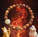Cat Paw Cypress Wood Bracelet | Handmade Wooden Bead Jewelry