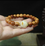 Cat Paw Cypress Wood Bracelet | Handmade Wooden Bead Jewelry