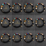 12 Zodiac Constellations Natural Stone Bead Bracelet
