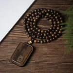 Ciondolo amuleto in legno di agar naturale "Wu Shi" (collana e ciondolo per auto)