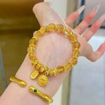 Natural Citrine Gemstone Bracelet | Yellow Crystal Beaded Jewelry