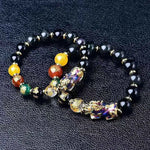 Black Pixiu Bracelet | Five Wealth Gods Obsidian Feng Shui Bracelet