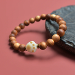 Cat Paw Cypress Wood Bracelet | Handmade Wooden Bead Jewelry