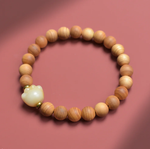 Cat Paw Cypress Wood Bracelet | Handmade Wooden Bead Jewelry