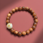 Cat Paw Cypress Wood Bracelet | Handmade Wooden Bead Jewelry