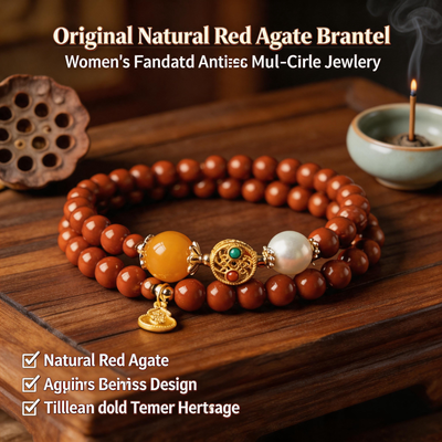 Red Agate Bracelet | Natural Gemstone Handmade Beaded Jewelry