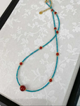 Natural Turquoise and Red Agate Necklace | Healing Stone Jewelry
