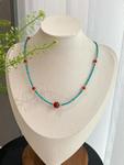 Natural Turquoise and Red Agate Necklace | Healing Stone Jewelry