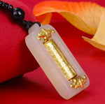 Rotating Hetian Jade Pendant | Hundred Blessings Cylinder Necklace