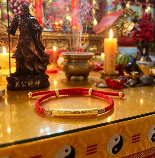 Pulsera Tibetana de Hilo Rojo | Joyería de Protección con Mantra Bendito y Amuleto de la Suerte WiAuGem