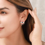 Heart Sun Evil Eye Earrings | Protective Spiritual Jewelry for Positive Energy | Wiaugem