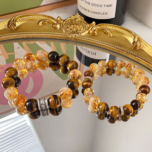 Tiger's Eye & Citrine Couple Bracelet Set | Natural Gemstone Matching Bracelets