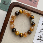 Tiger's Eye & Citrine Couple Bracelet Set | Natural Gemstone Matching Bracelets