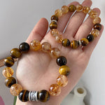 Tiger's Eye & Citrine Couple Bracelet Set | Natural Gemstone Matching Bracelets