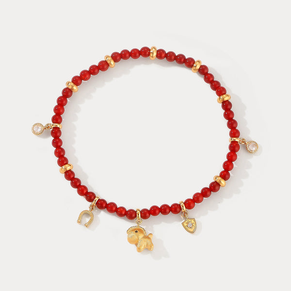 Chinese Zodiac Horse Agate Bracelet | Lucky Horse Bracelet for Luck & Success | Wiaugem