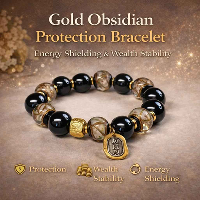 Gold Obsidian Protection Bracelet | Energy Shielding & Wealth