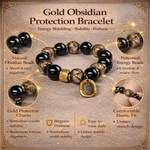 Gold Obsidian Protection Bracelet | Energy Shielding & Wealth