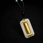 Rotating Hetian Jade Pendant | Hundred Blessings Cylinder Necklace