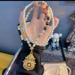 Diamond Gourd Pearl Necklace | Rotatable Chinese Style Pendant