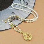 Diamond Gourd Pearl Necklace | Rotatable Chinese Style Pendant