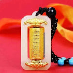 Rotating Hetian Jade Pendant | Hundred Blessings Cylinder Necklace