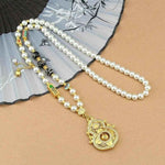 Diamond Gourd Pearl Necklace | Rotatable Chinese Style Pendant