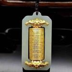 Rotating Hetian Jade Pendant | Hundred Blessings Cylinder Necklace