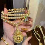 Diamond Gourd Pearl Necklace | Rotatable Chinese Style Pendant