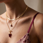 Pink Quartz Hidden Heart Necklace & Herringbone Chain