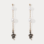Wiaugem Halloween Snake Pearl Drop Earrings | Protection, Transformation &amp; Intuition