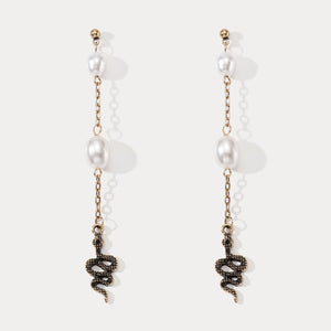Wiaugem Halloween Snake Pearl Drop Earrings | Protection, Transformation &amp; Intuition