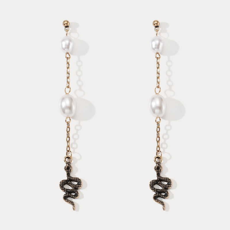 Wiaugem Halloween Snake Pearl Drop Earrings | Protection, Transformation &amp; Intuition