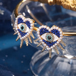 Heart Sun Evil Eye Earrings | Protective Spiritual Jewelry for Positive Energy | Wiaugem