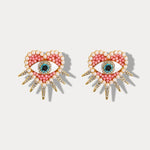 Heart Sun Evil Eye Earrings | Protective Spiritual Jewelry for Positive Energy | Wiaugem