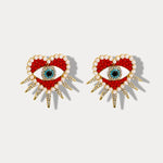 Heart Sun Evil Eye Earrings | Protective Spiritual Jewelry for Positive Energy | Wiaugem