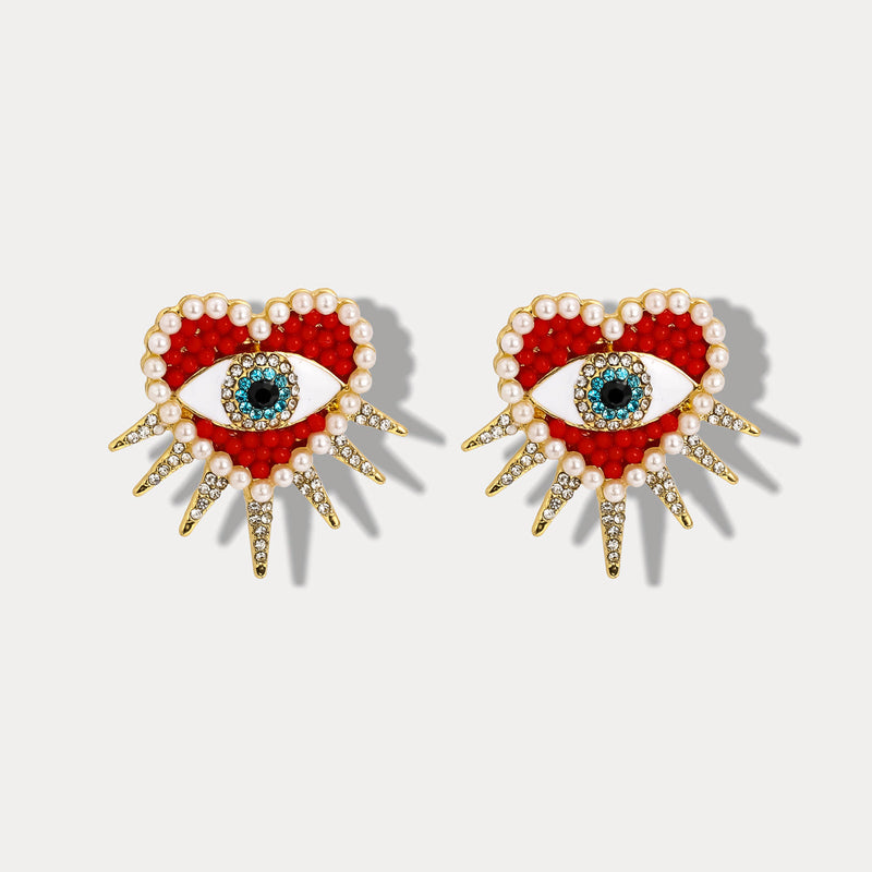 Heart Sun Evil Eye Earrings | Protective Spiritual Jewelry for Positive Energy | Wiaugem