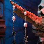 Wiaugem Halloween Snake Pearl Drop Earrings | Protection, Transformation &amp; Intuition