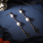 Wiaugem Halloween Snake Pearl Drop Earrings | Protection, Transformation &amp; Intuition