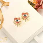 Heart Sun Evil Eye Earrings | Protective Spiritual Jewelry for Positive Energy | Wiaugem