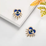 Heart Sun Evil Eye Earrings | Protective Spiritual Jewelry for Positive Energy | Wiaugem
