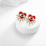Heart Sun Evil Eye Earrings | Protective Spiritual Jewelry for Positive Energy | Wiaugem