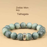 Imperial Green Bodhi Bracelet | Natural Carved Mantra & Zodiac Talisman