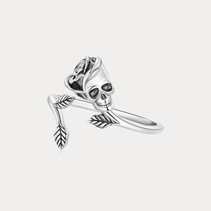 Wiaugem Skull Rose Ring | Gothic Halloween Jewelry for Protection &amp; Transformation