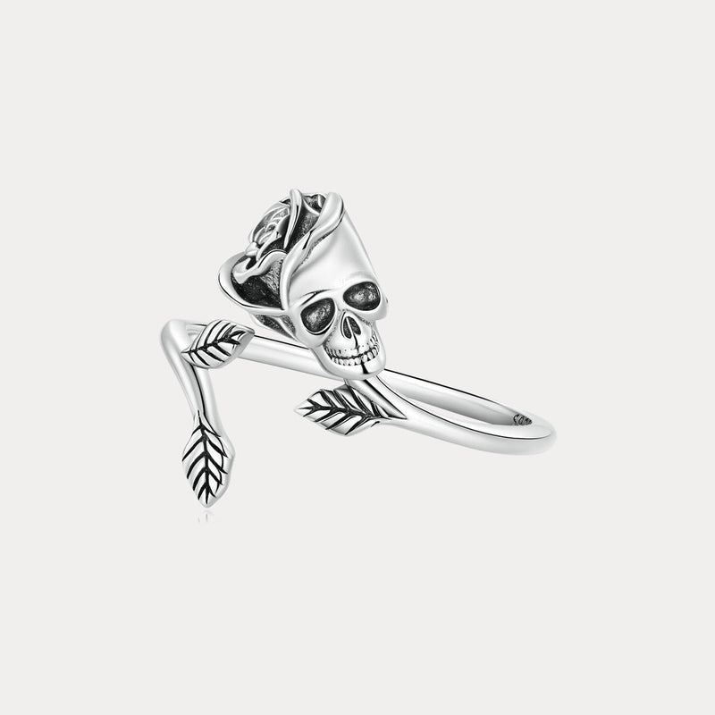 Wiaugem Skull Rose Ring | Gothic Halloween Jewelry for Protection &amp; Transformation